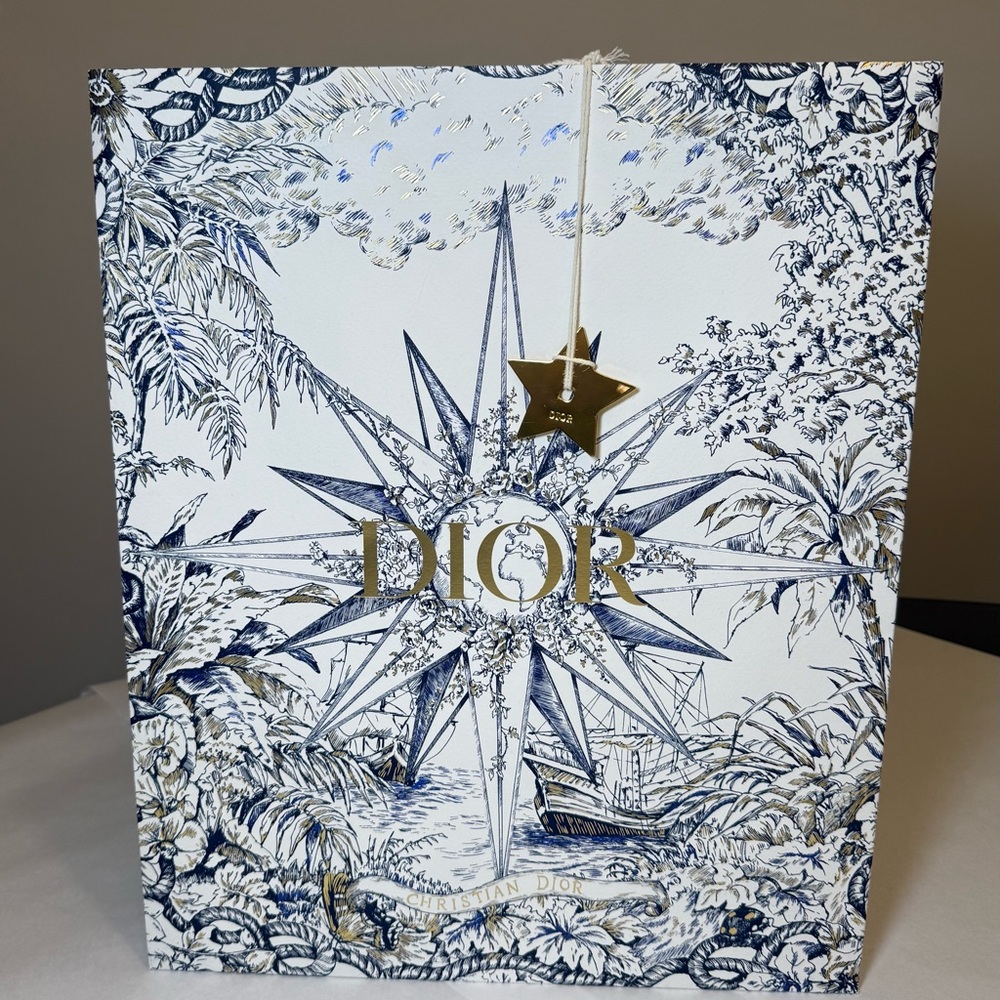Dior Paper Blue and White Gift Bag with Gold Star Charm
17.5”x 14”x 6.5”
